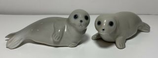 Small Porcelain Gray Seal Pup Figurines