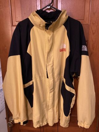 VINTAGE 90 ' S THE NORTH FACE TNF GORE - TEX MOUNTAIN PARKA YELLOW BLACK MENS XL 2