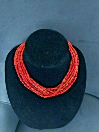 Jay King Vintage Rare Red Coral 10 Strand Necklace Stunning With 925 Clasp