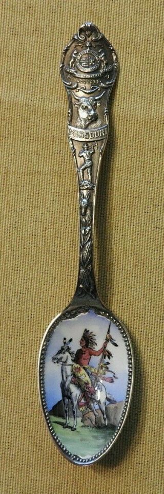 Sterling Silver Souvenir Spoon With Enameled Bowl
