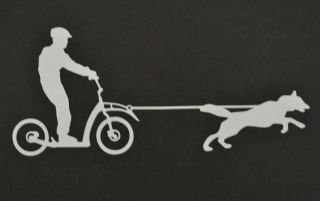 30cm Scooter Joring Siberian Husky Alaskan Malamute Sticker Decal Sled Dog Jor
