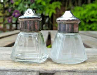 Rare Boac Vintage Small Glass Salt & Pepper And 4 Boac Forks
