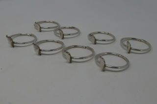 An Unusual Set Of x8 Vintage Solid Silver Partridge Design Napkin Rings 78g 40 2
