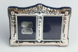Carrs Of Sheffield Double Photo Frame Hallmarked 925 Sterling Silver Lacquered
