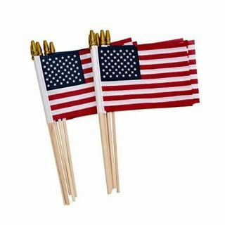 12 Pack Small American Flags On Stick,  Small Us Flags/mini American Flag On