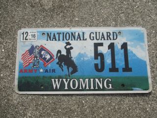 Wyoming 2016 Army Air National Guard License Plate 511