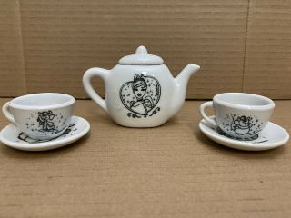 Disney Cinderella Mini 6 Piece Tea Set With Cups And Saucers White And Black