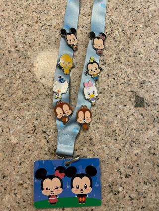 Rare Disney Pin Trading Big Head Characters Starter Set Lanyard Pins Set Of 8