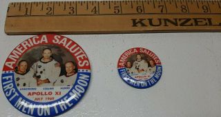 2 Apollo Xi 11 1969 First Men On The Moon Button 3.  5 " & 1.  5 " Pinback Badge