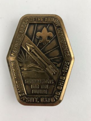 Vintage Boy Scout Order Of The Arrow Brass Belt Buckle Ohio 1975