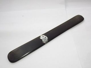 VICTORIAN SOLID SILVER MOUNTED EBONY WOOD PAGE TURNER,  LETTER OPENER LONDON 1894 3