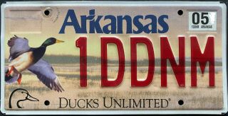 Arkansas 2005 Duck Unlimited Du Wildlife License Plate Hunting Mallard Graphics