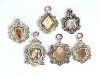 6x Antique/vintage Early 1900s Sterling Silver Pocket Watch Fobs - 49g