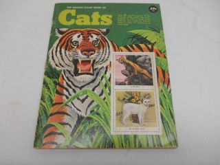 Old Vtg 1971 Golden Stamp Book Of Cats Kitten Wild Animals Tiger Lion Puma