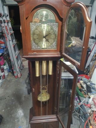 Vintage Pearl Grandfather Clock Tempus Fugit Chimes