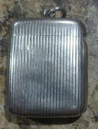 Vintage Circa 1900 Engraved Sterling Silver Hinged Pocket Match Safe Vesta Case 2