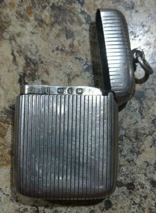 Vintage Circa 1900 Engraved Sterling Silver Hinged Pocket Match Safe Vesta Case 3