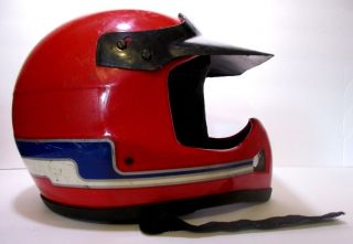 Vintage Red Griffin Open - Faced Motorcycle Helmet With Visor