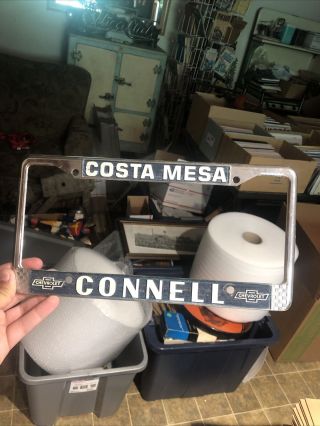 Rare Connell Chevrolet License Plate Frame Costa Mesa California Ca