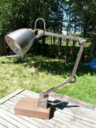 Vintage Mid Century Metal Industrial Factory Machinist Adjustable Work Desk Lamp