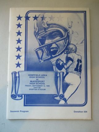 Vintage 1980 Hempfield Area High School Vs Mckeesport Football Program