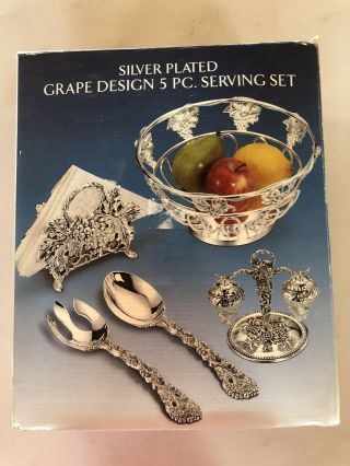 Godinger Silver Art - Silver Plated Grape Design 5 Pc.  Serving Set