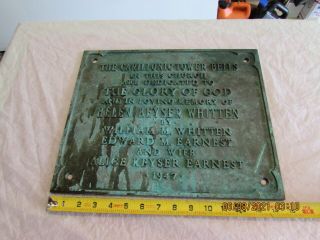 1947 Vintage Brass Bronze Dedication Plaque From Church Carillonic Tower Bells