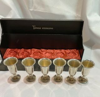 Vintage Towle Sterling Silver Set 6 Goblets Cordial Cups