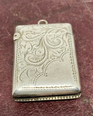 Fine Antique Solid Silver Vesta Case 1897