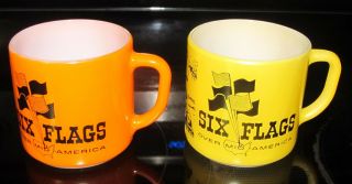 Vintage Heat Proof Federal Glass Coffee Mugs Cups Six Flags Over Mid America Usa