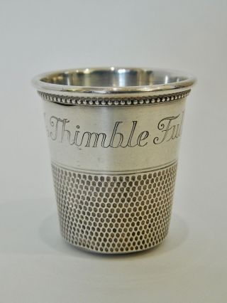 Vintage Only A Thimble Full Sterling Silver Bar Shot Glass Measure Cup