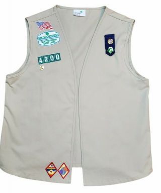 Girl Scouts Of America Tan Vest With Patches Size L