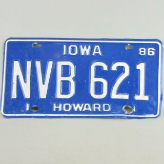 1986 86 Iowa license plate Blue Matching Pair Howard County 2