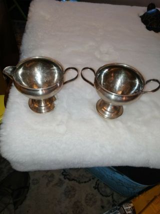 Antique Sterling Silver Creamer And Sugar Bowl
