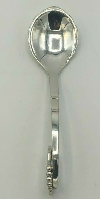 Georg Jensen Sterling Silver Medium Bent Handle Spoon With Blossom Style Handle