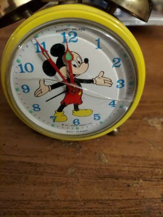 Vintage 1969 Walt Disney MICKEY MOUSE Phinney - Walker Germany Wind - Up Alarm Clock 2