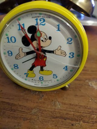 Vintage 1969 Walt Disney MICKEY MOUSE Phinney - Walker Germany Wind - Up Alarm Clock 3
