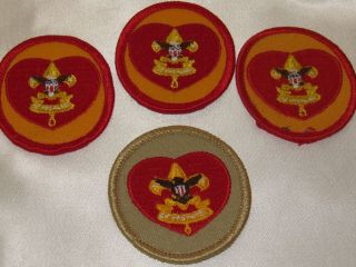 3 Vintage Boy Scouts Of America Bsa Life Rank Patch Insignia Emblem Badge Heart