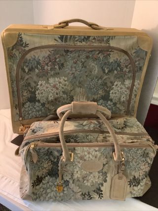 Tapestry And Suede Vintage Paradise 2 Piece Luggage Set By The French Company