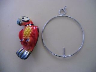Ceramic Parrot Figurine With Metal Hanging Ring
