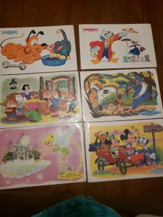 Set Of 6 Walt Disney Placemats 1960 Vintage Mickey Minnie Tinker Bell Donald Etc