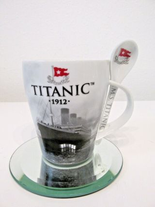White Star Line Rms Titanic 1912 Coffee Tea Mug & Matching Spoon Set Pristine