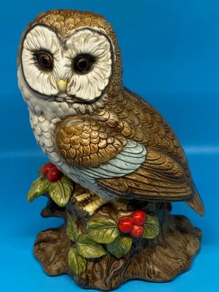 Vintage Japan Owl Sitting On Stump Ceramic