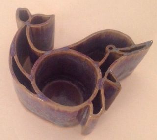 Bay Pottery Dolphin Candle Pot Blue Purple Drip Glaze Handcrafted In Va Usa