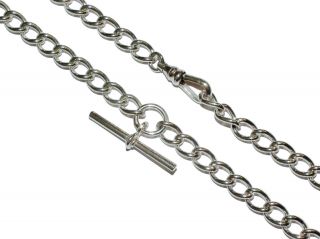 Vintage Sterling Silver 18 " Albert Chain With T - Bar & Swivel Clasp