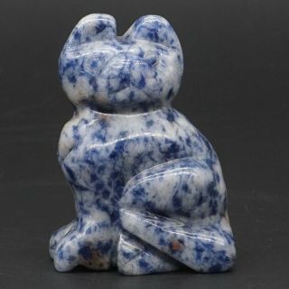 2 " Cat Natural Gemstone Blue Spot Jasper Carved Animal Figurine Crafts Decor 26