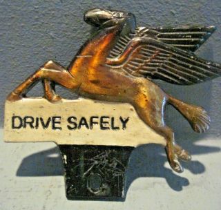 Aluminum Pegasus (mobile Oil) License Plate Topper Drive Safely