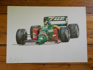 Benetton Formula 1 Race Car Pencil Drawing Poster By Mark Palumbo 8 - 1989