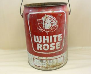 Vintage White Rose Oil Can 5 Gallon Tin Can Advertising Canadian Oil Companies