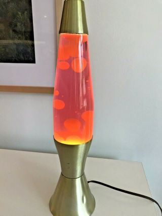 Vintage Lava Lamp Orange Pink 16.  5 Inch Lava Lamp With Gold Base
